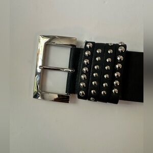 BNWT Jacob Black edgy Studded wide Belt with Silver Buckle size S